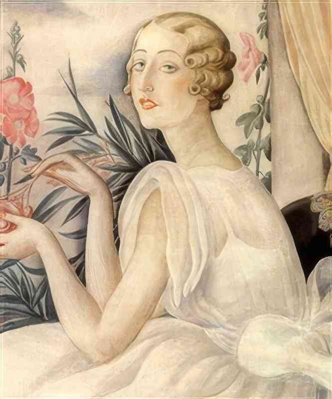 gerda wegener kvinde i hvid kjole siddende ved vindueskarm Art A4 Photo Print