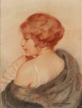 gerda wegener model with fan and shawl Art A4 Photo Print