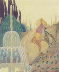 gerda wegener orientalerinde og pafugl i en paladshave med springvand Art A4 Photo Print UK