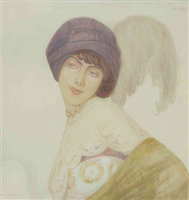 gerda wegener portraet af ung kvinde med fjerhat Art A4 Photo Print