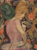 gerda wegener portraet med gron fjervifte Art A4 Photo Print