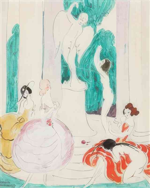 gerda wegener romantic scene with elegant women Art A4 Photo Print UK