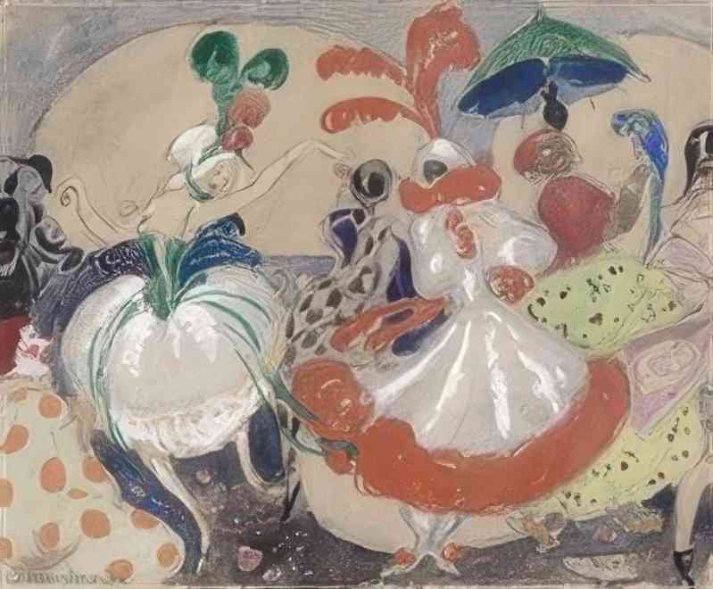 gerda wegener scene med dansende udklaedte figurer Art A4 Photo Print UK