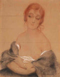 gerda wegener seated woman weaing a fur coat Art A4 Photo Print