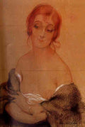 gerda wegener siddende kvindemodel med pels Art A4 Photo Print