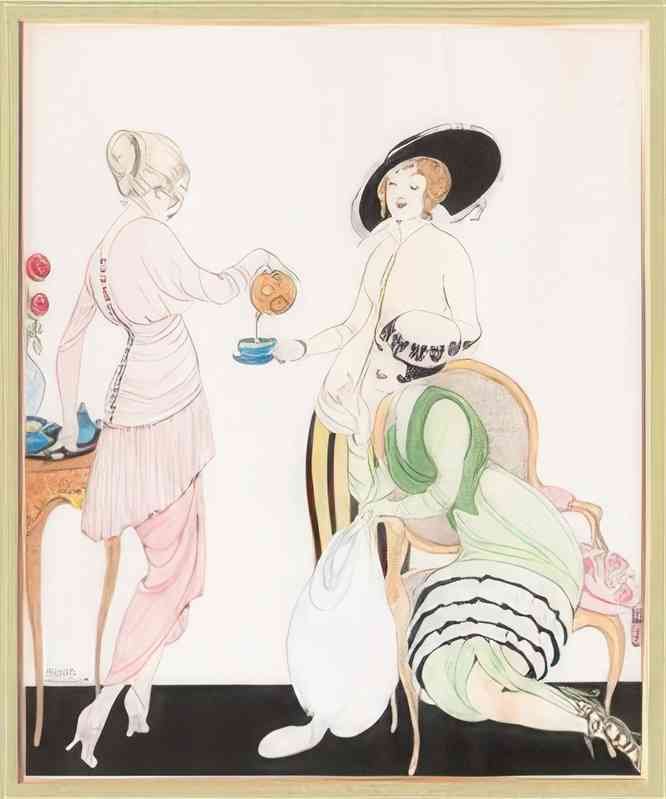 gerda wegener three ladies teatime Art A4 Photo Print