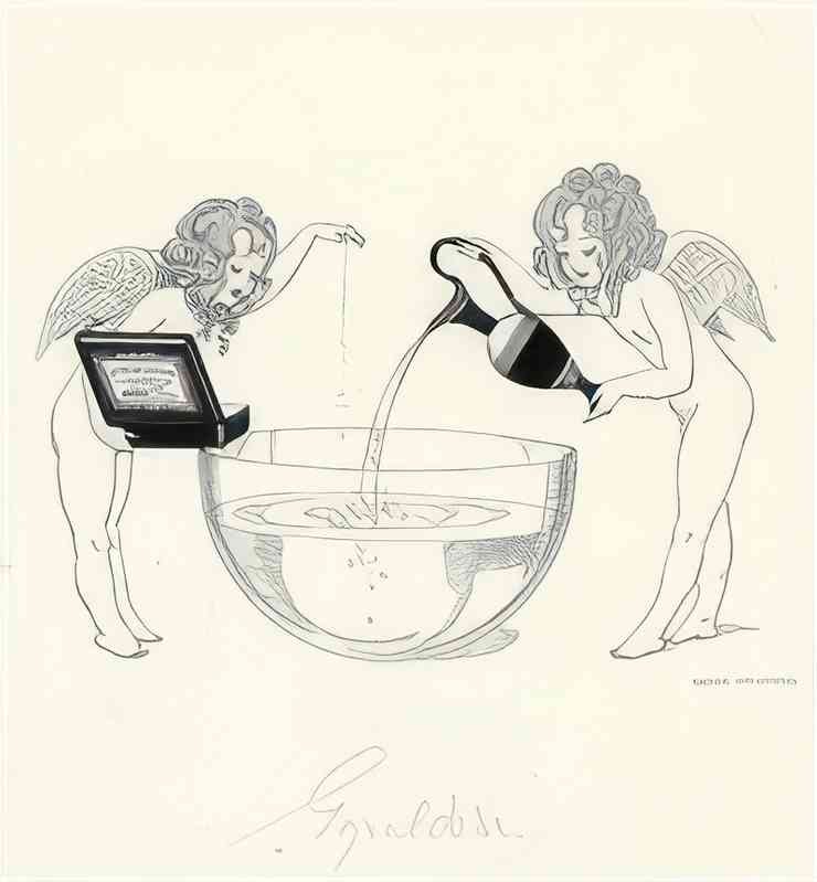 gerda wegener two angels with glass bowl and jug gyraldose Art A4 Photo Print