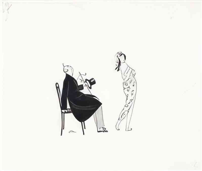 gerda wegener two drawings of befuddled men with young women. Art A4 Photo Print