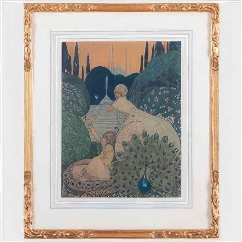 gerda wegener two figures and a peacock Art A4 Photo Print