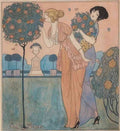 gerda wegener two young ladies in the rose garden Art A4 Photo Print