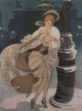 gerda wegener ung dame foran det kgl. teater Art A4 Photo Print