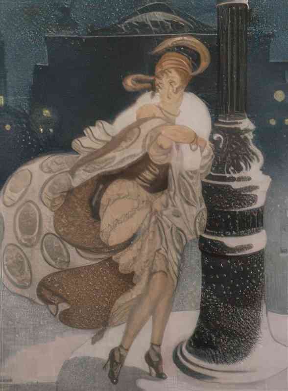 gerda wegener ung dame foran det kgl. teater Art A4 Photo Print