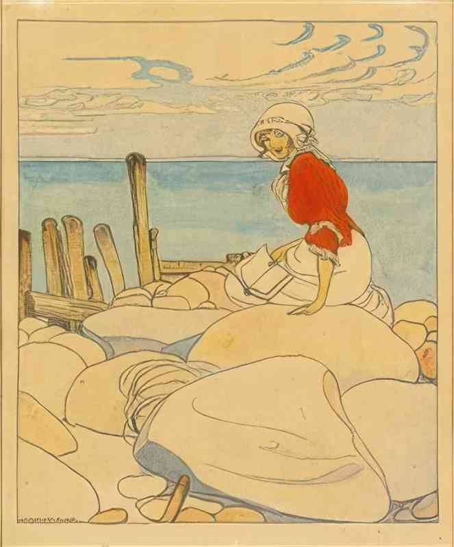 gerda wegener ung pige med en bog i handen pa en mole Art A4 Photo Print