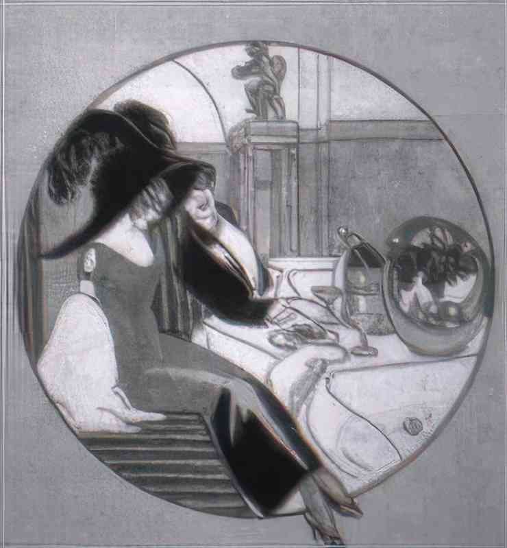 gerda wegener ungt par der drikker champagne pa en restaurant Art A4 Photo Print