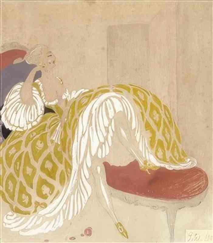 gerda wegener woman in yellow rococo dress Art A4 Photo Print