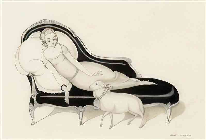 gerda wegener woman on chaise longue fedora Art A4 Photo Print UK