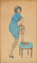 gerda wegener young woman in a blue dress Art A4 Photo Print