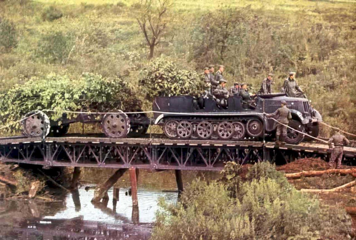 german bridge transport Vintage world war A4 Photo Print