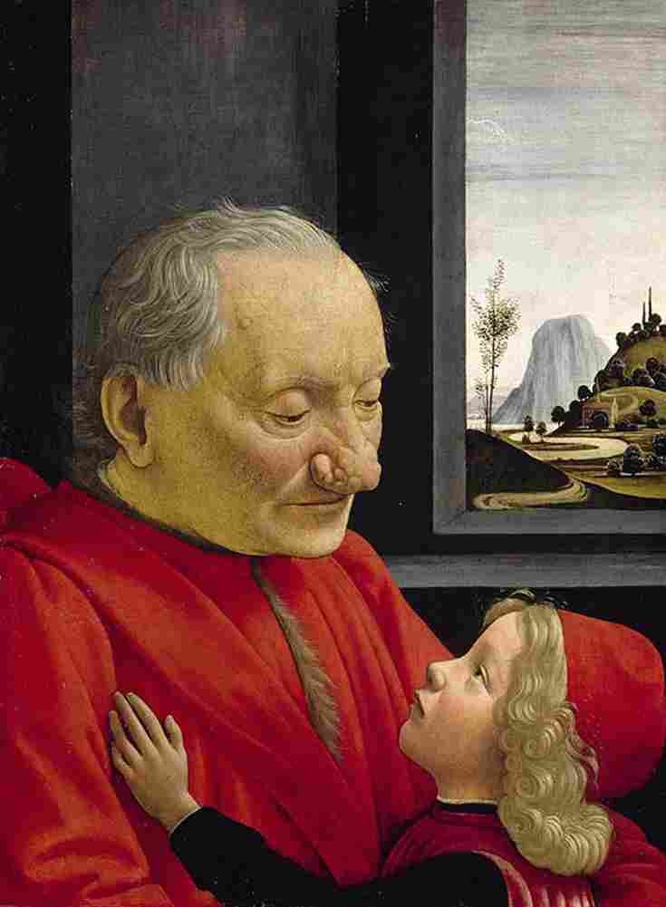 ghirl An Old Man and His Grandson Art A4 Photo Print