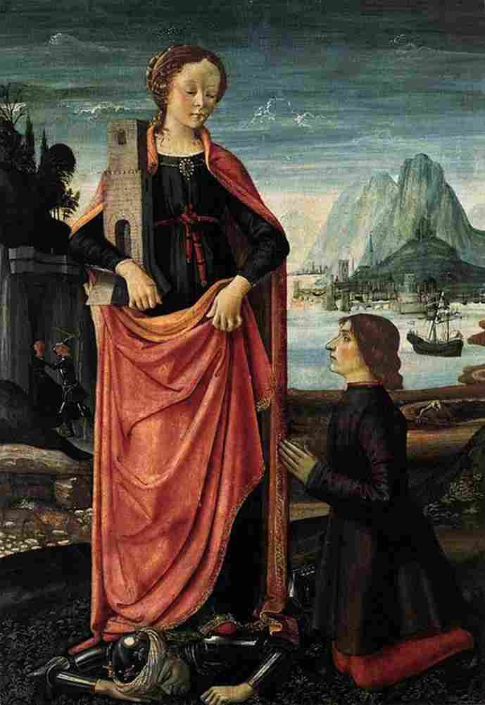 ghirl Saint Barbara Crushing her Infidel Father with a Kneeling Donor Art A4 Photo Print