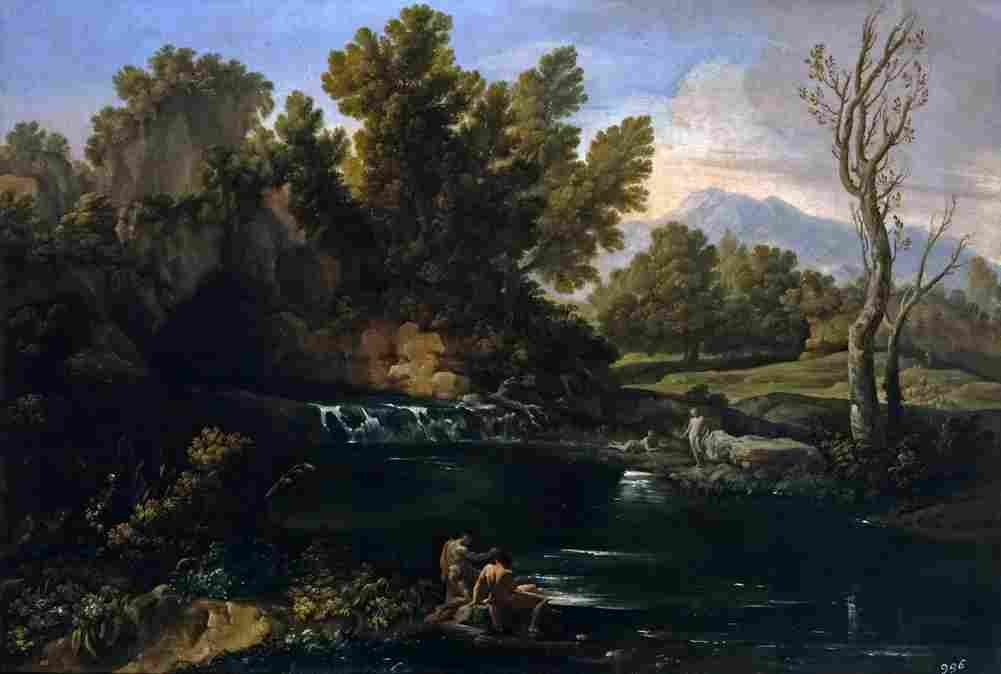 giaquinto landscape with waterfall Art A4 Photo Print