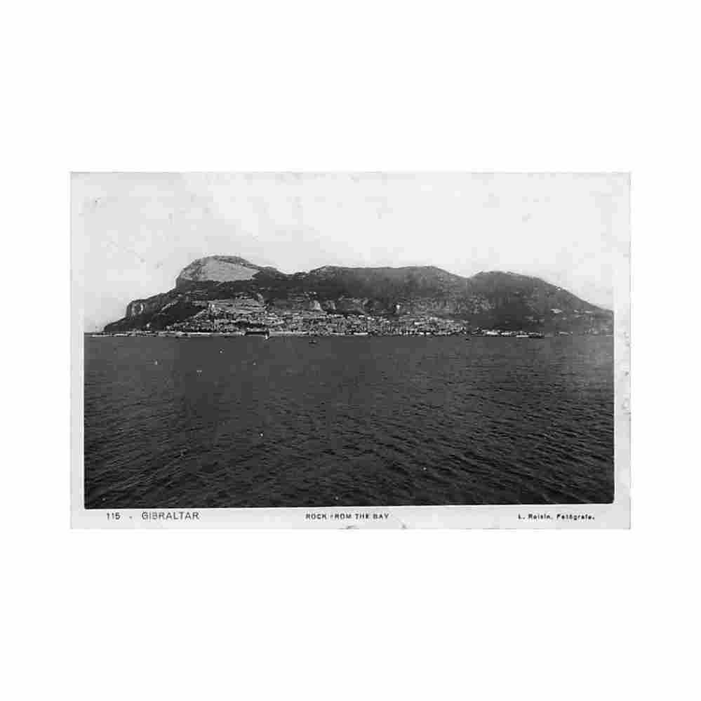 gibraltar rock from the bay l roisin 115 Vintage A4 Photo Print