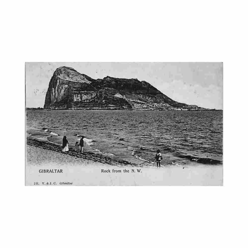 gibraltar rock from the n w published by v j c 2e Vintage A4 Photo Print
