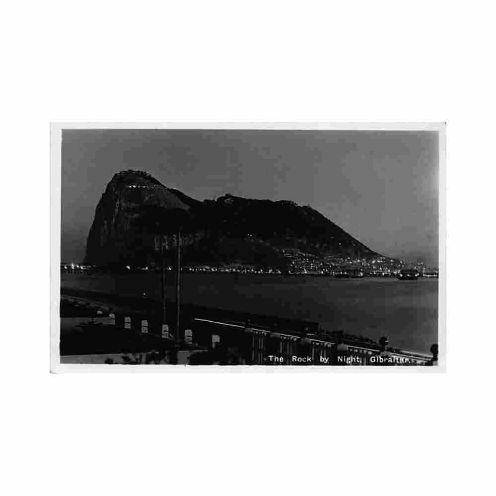gibraltar the rock by night rex Vintage A4 Photo Print