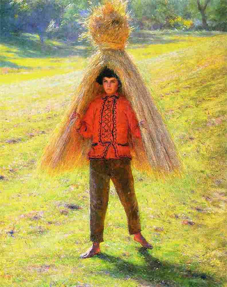gier Boy Carrying a Sheaf Art A4 Photo Print