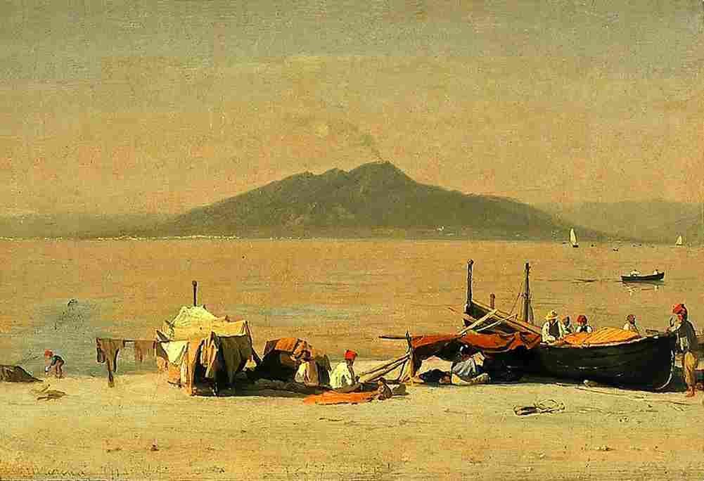 gifford mount vesuvius from marina grande Art A4 Photo Print