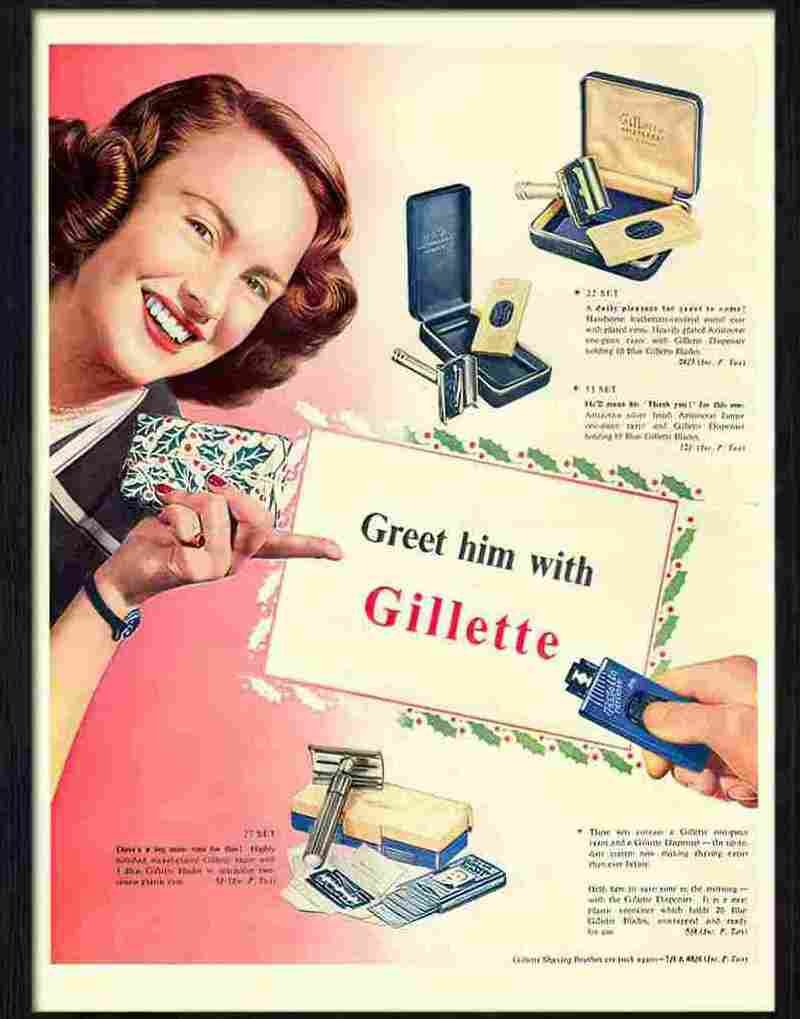 gillette razors 1950s Advert A4 Photo Print