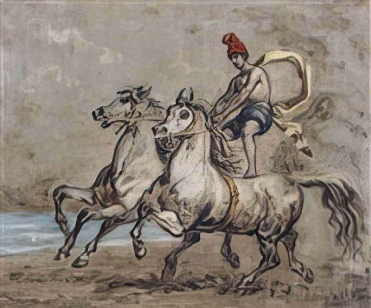 giorgio de chirico cavaliere frigio con due cavalli Art A4 Photo Print