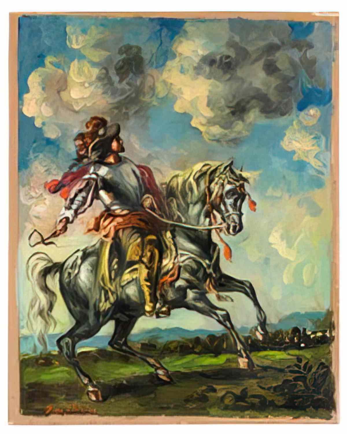 giorgio de chirico cavaliere sferzante e il suo cavallo Art A4 Photo Print