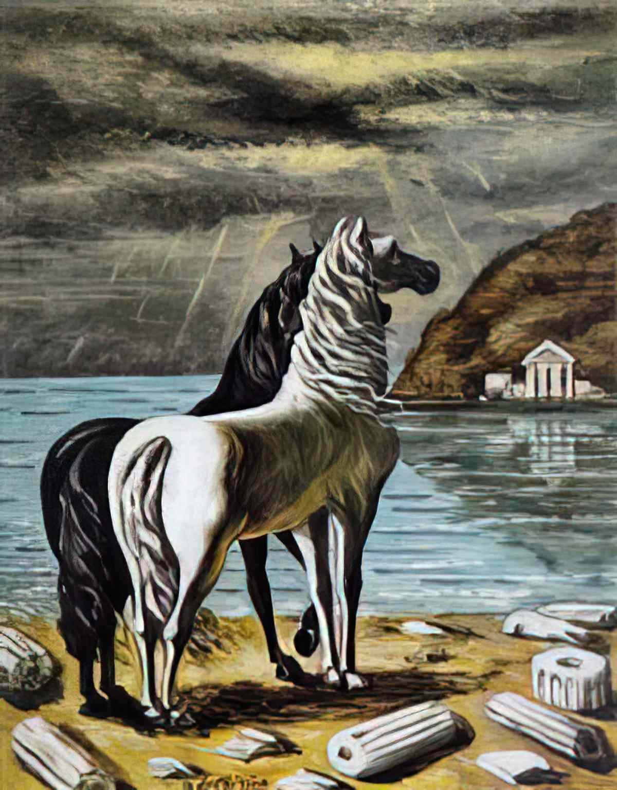 giorgio de chirico cavalli antichi presso un golfo Art A4 Photo Print