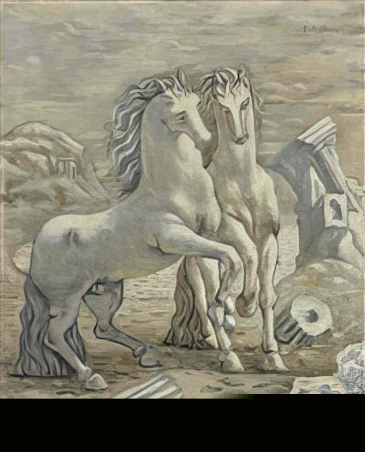 giorgio de chirico cavalli e rovine in riva al mare Art A4 Photo Print