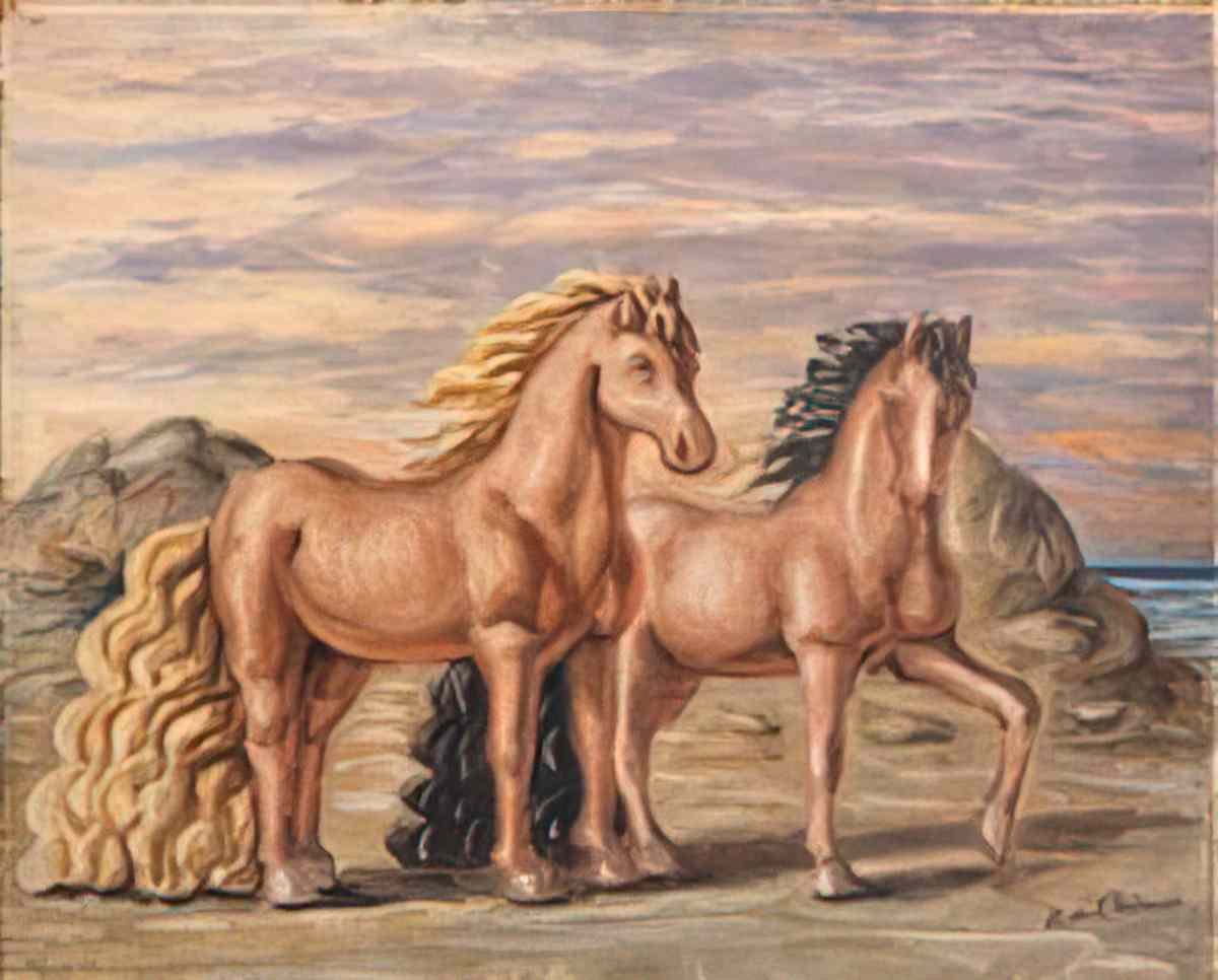 giorgio de chirico cavalli in riva al mare1 Art A4 Photo Print