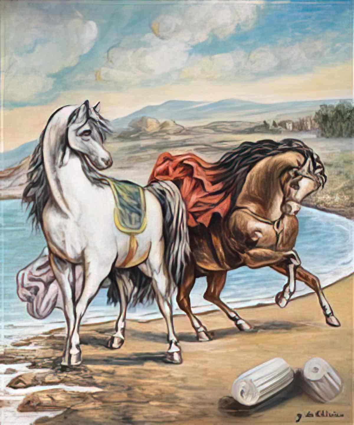 giorgio de chirico cavalli in riva al mare12 Art A4 Photo Print