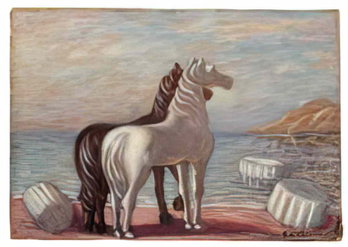 giorgio de chirico cavalli in riva al mare2 Art A4 Photo Print