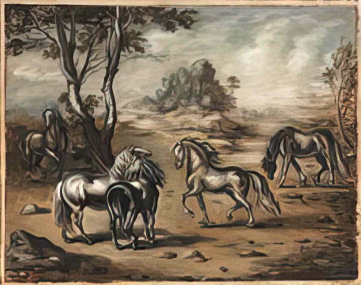 giorgio de chirico cavalli in un paese1 Art A4 Photo Print