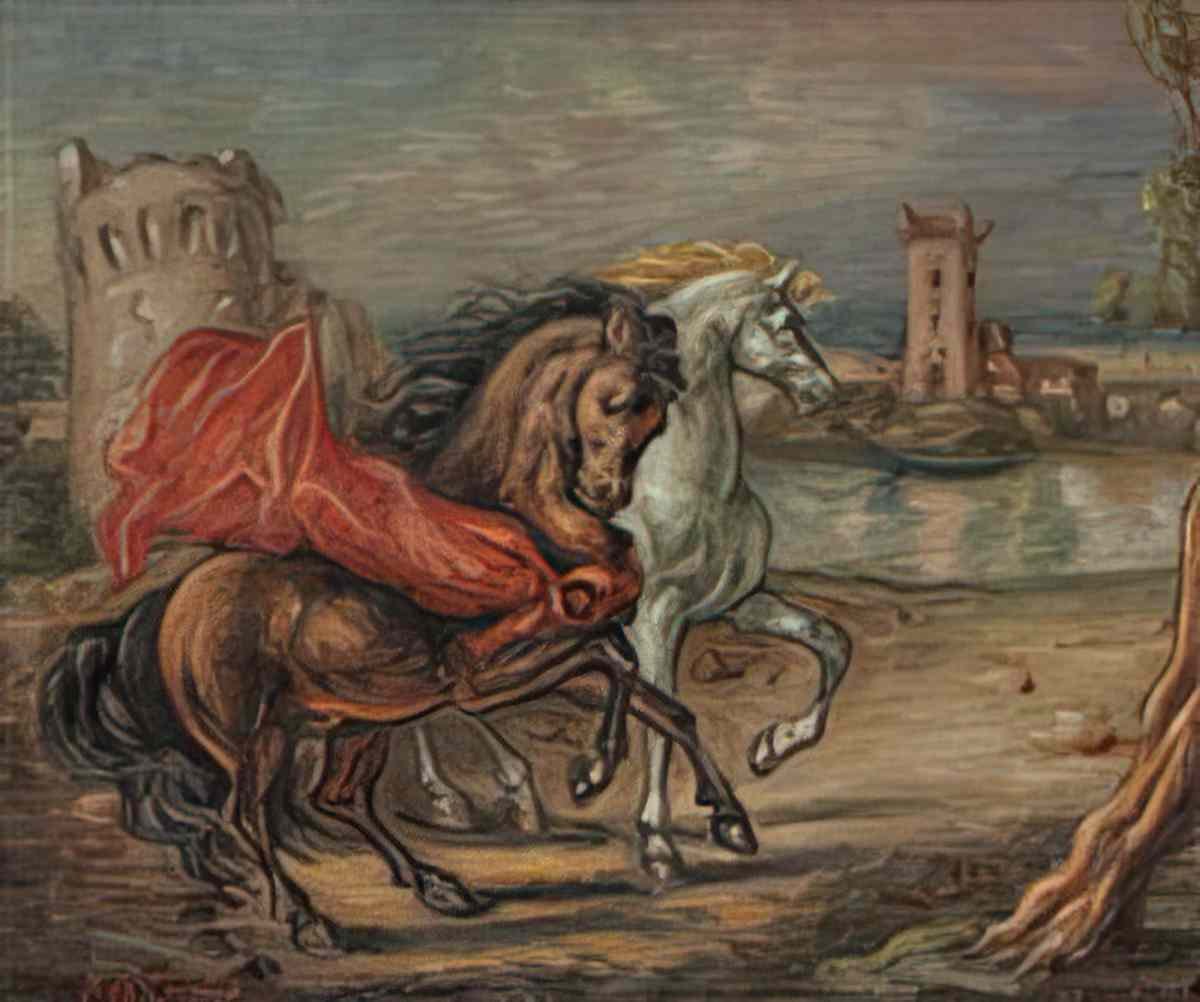 giorgio de chirico cavalli presso un lago Art A4 Photo Print