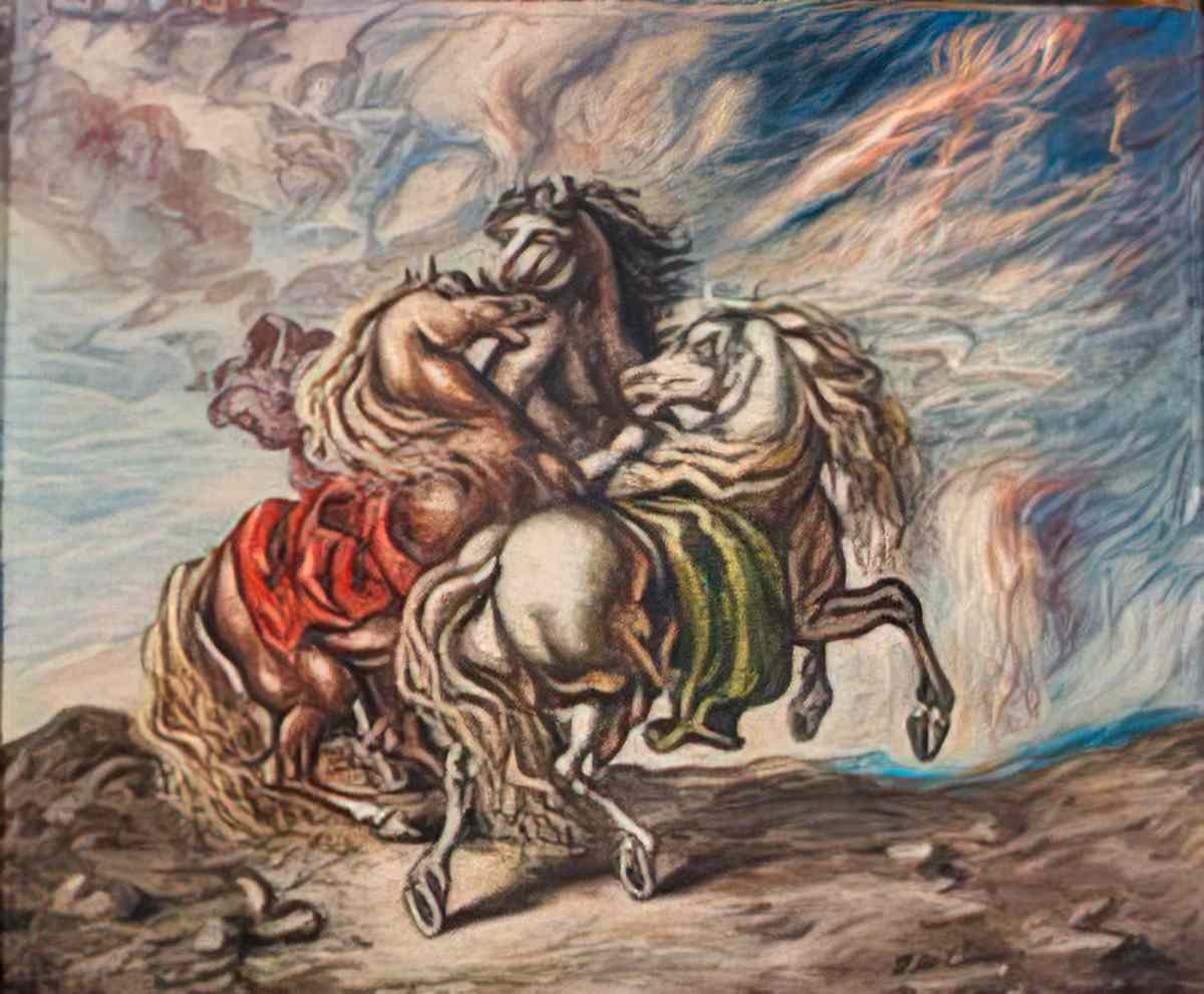 giorgio de chirico cavalli spaventati dalla folgore Art A4 Photo Print