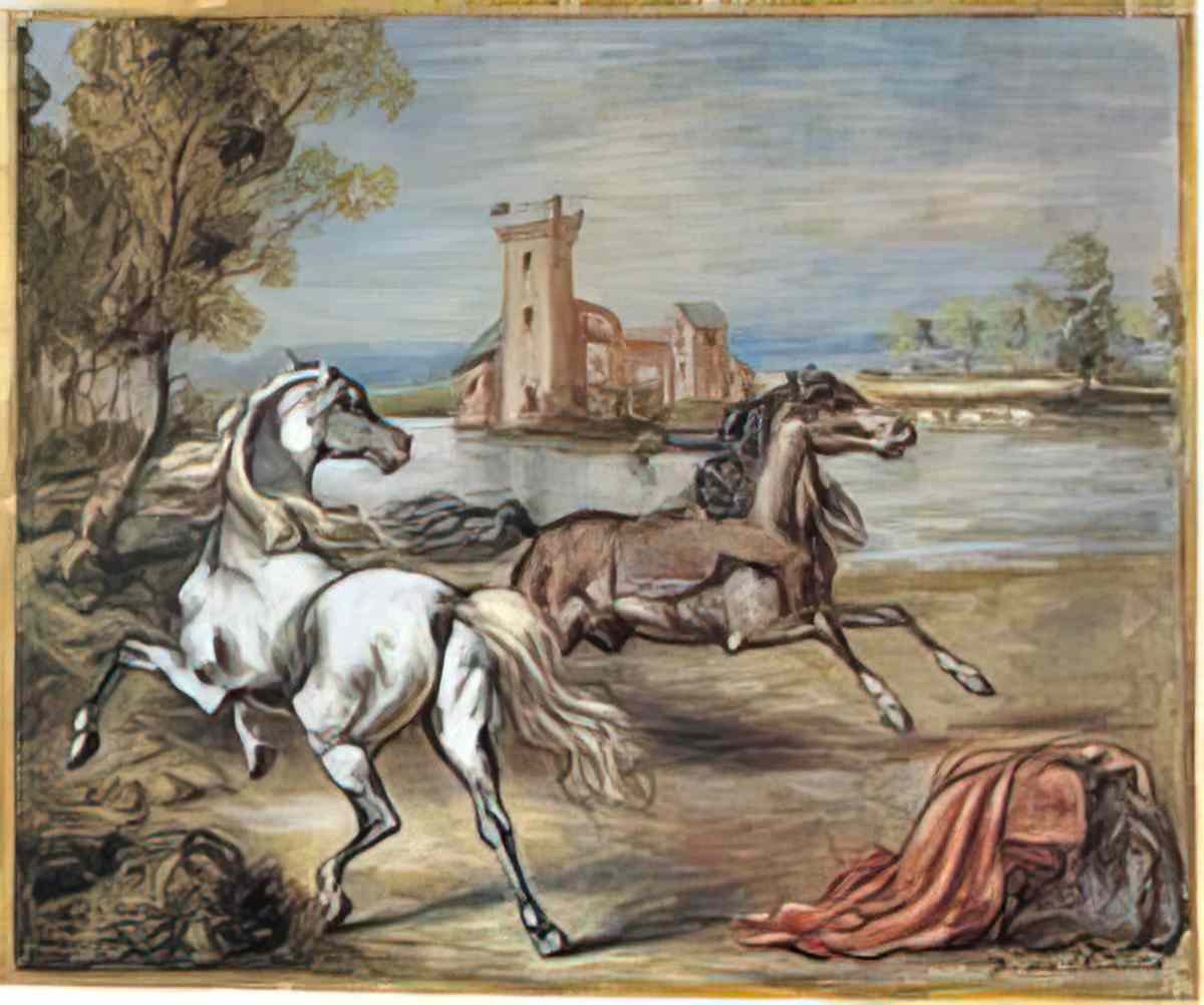 giorgio de chirico castore domatore di cavalli Art A4 Photo Print