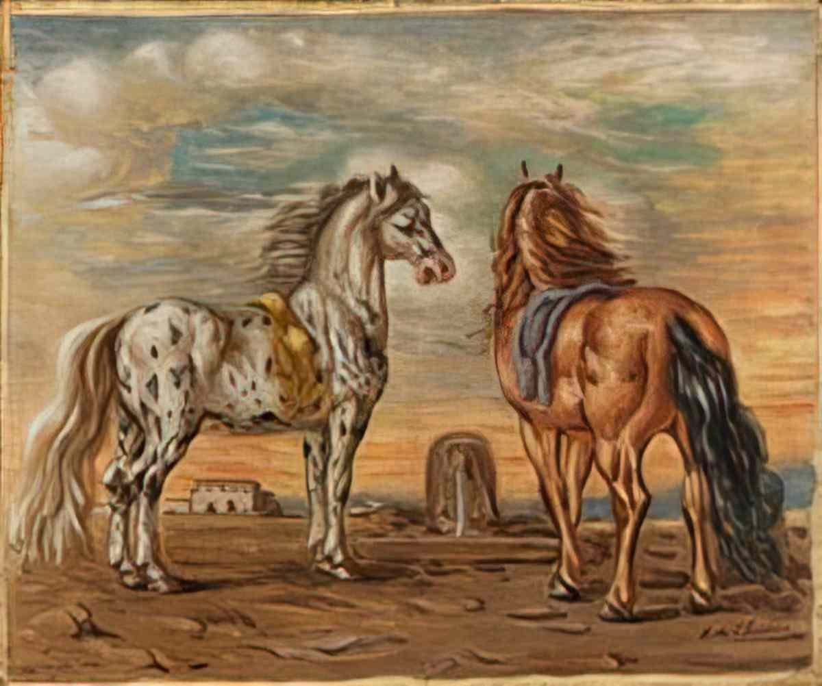 giorgio de chirico cavalli sullellesponto Art A4 Photo Print