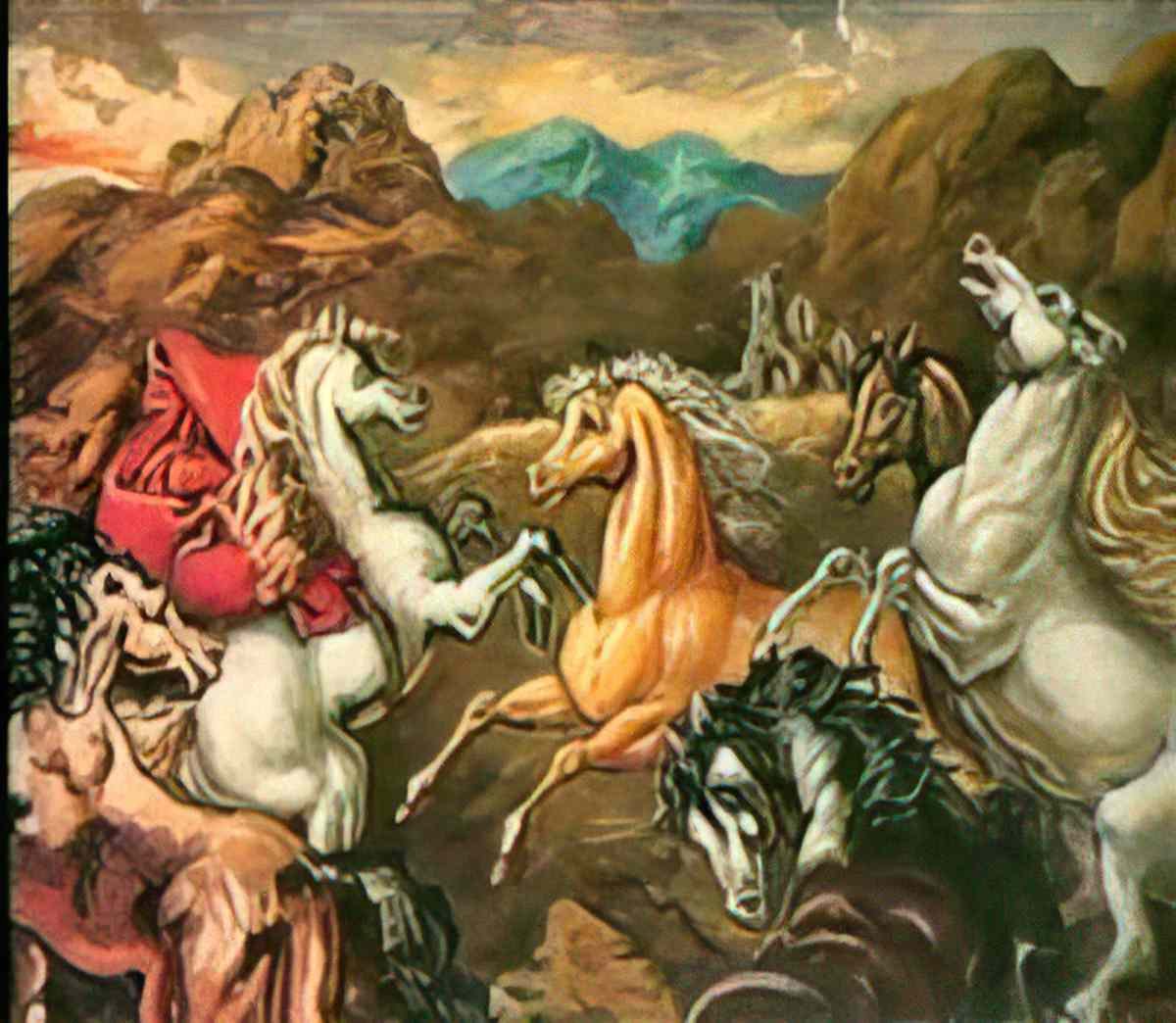 giorgio de chirico cavaliere e zebra sulla spiagia Art A4 Photo Print