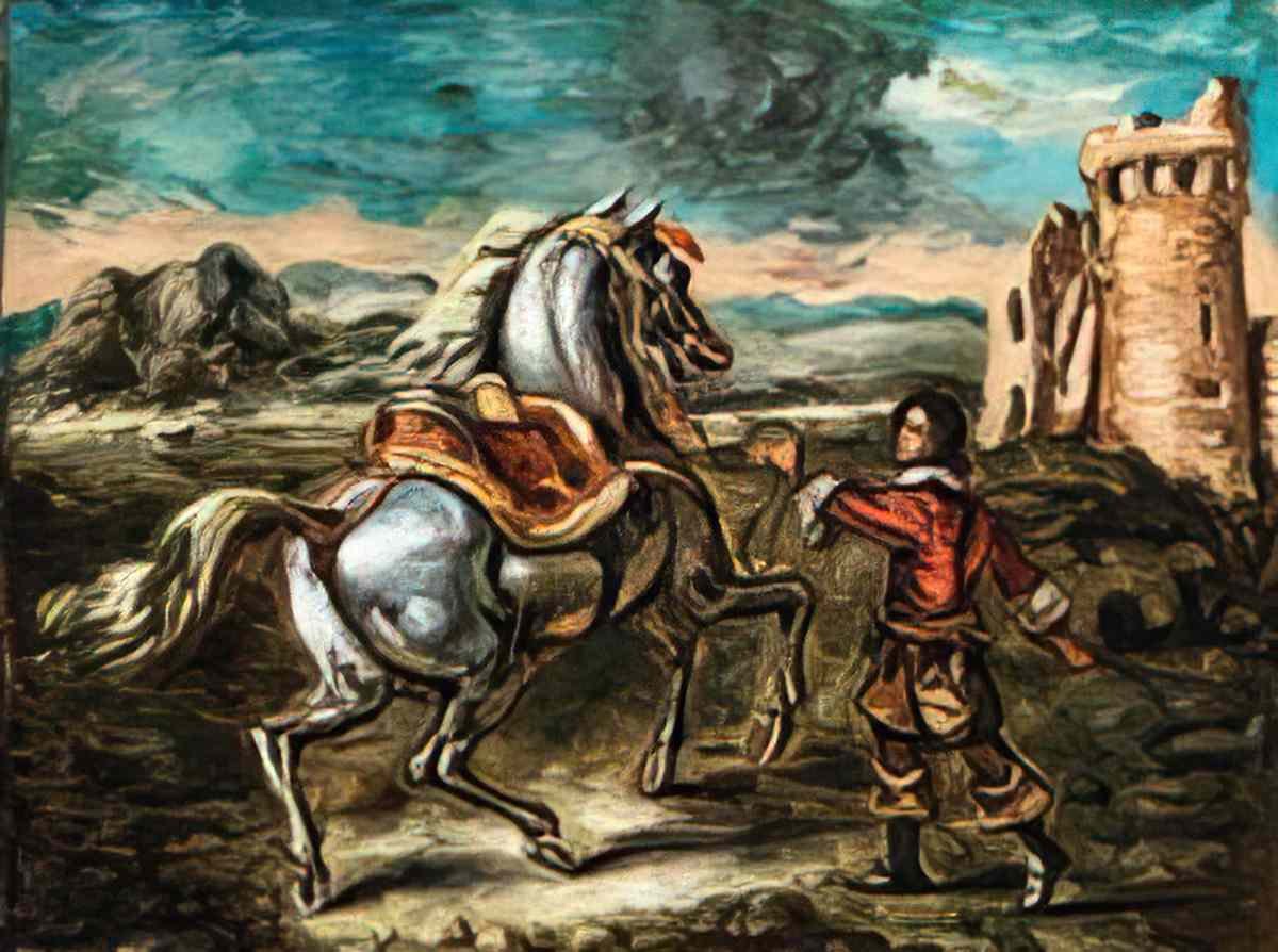 giorgio de chirico cavaliere verso il castello1 Art A4 Photo Print