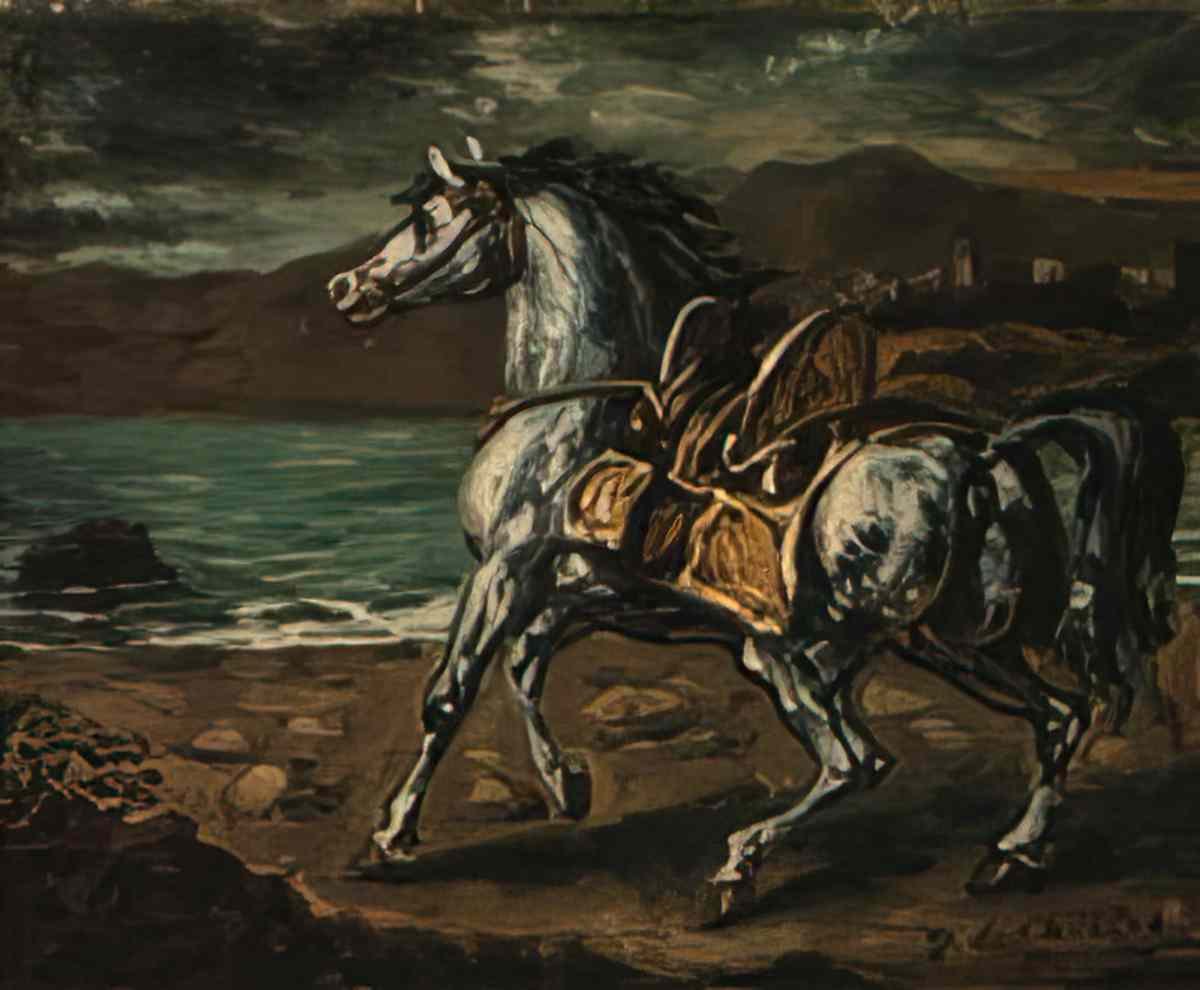 giorgio de chirico cavalieri con i cavalli presso un maniero1 Art A4 Photo Print