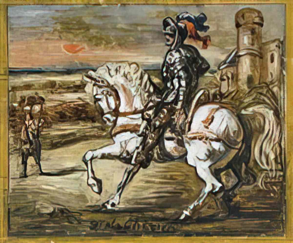 giorgio de chirico cavalieri in un paesaggio nei pressi di un manier Art A4 Photo Print