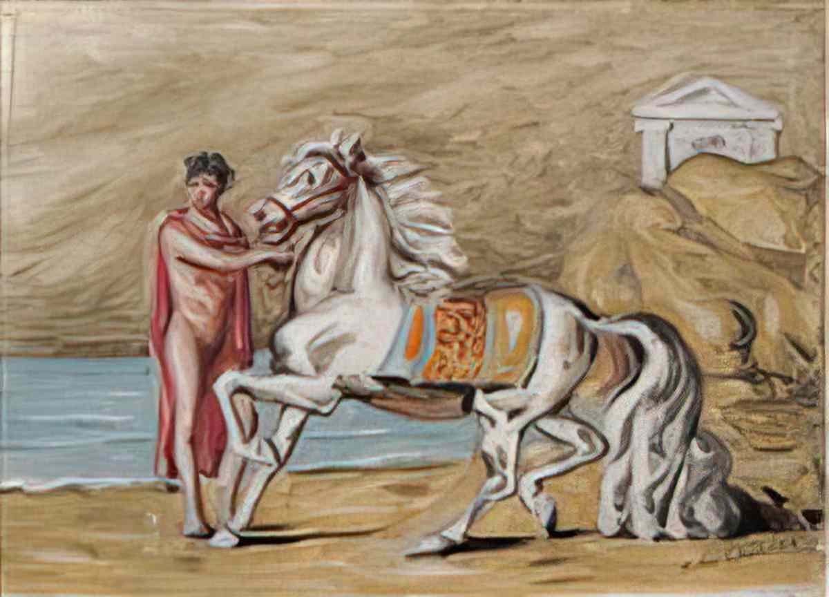 giorgio de chirico cavalieri in un paese3 Art A4 Photo Print