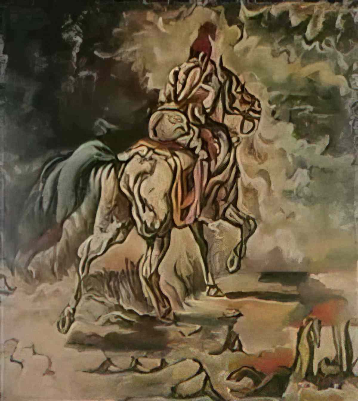 giorgio de chirico cavalieri presso un castello Art A4 Photo Print