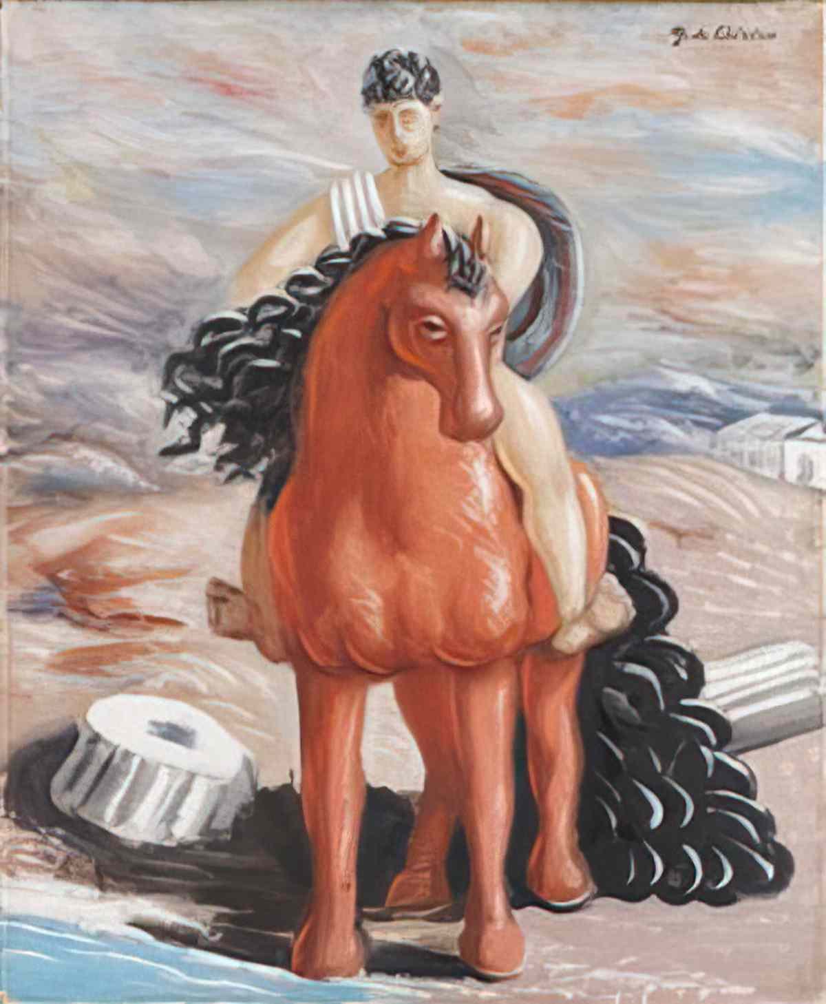 giorgio de chirico cavalieri presso una torre meta anni sessanta Art A4 Photo Print